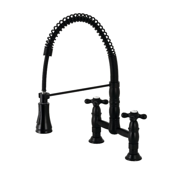 Gourmetier GS1270AX Two-Handle Deck-Mount Pull-Down Sprayer Kitchen Faucet, Black GS1270AX - main